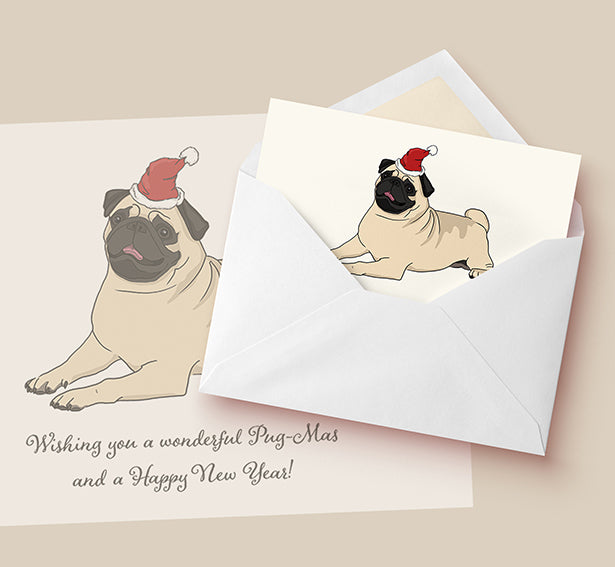 Mops Klappkarte mit Umschlag