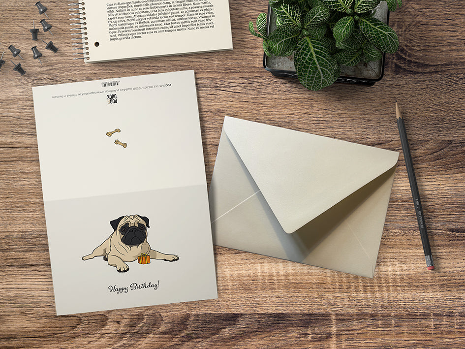Mops Klappkarte mit Umschlag
