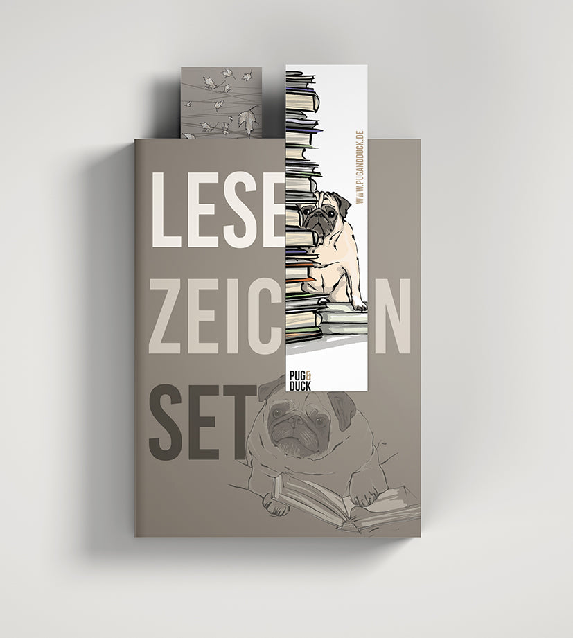 Lesezeichen set `Der literarische Mops´