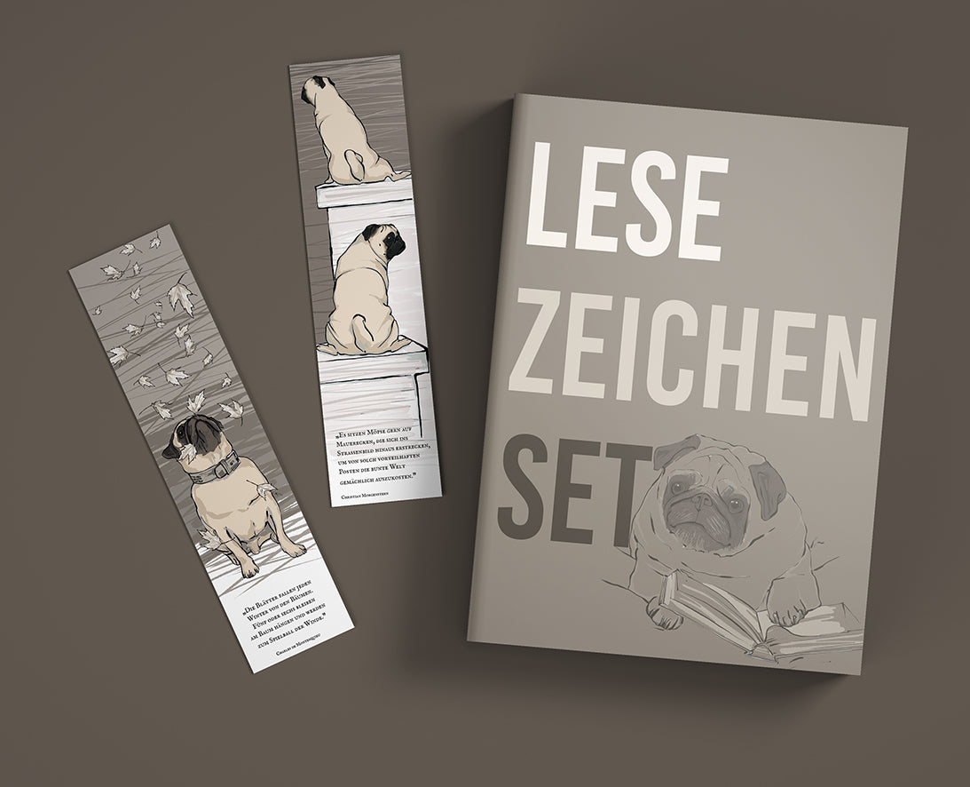 Lesezeichen set `Der literarische Mops´