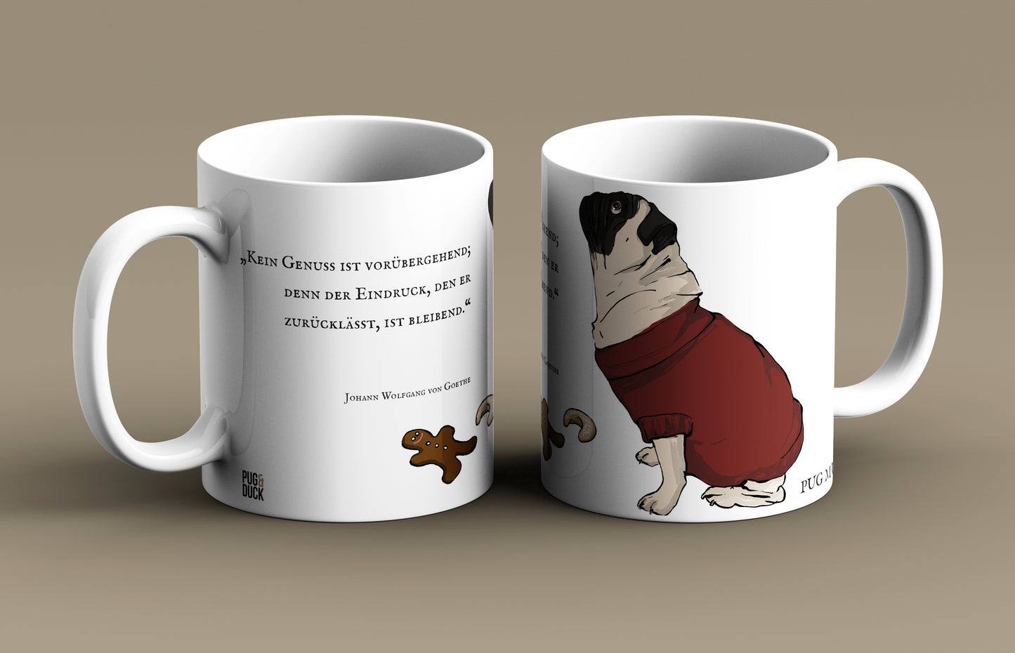 Weihnachtstasse Mops Kaffeebecher