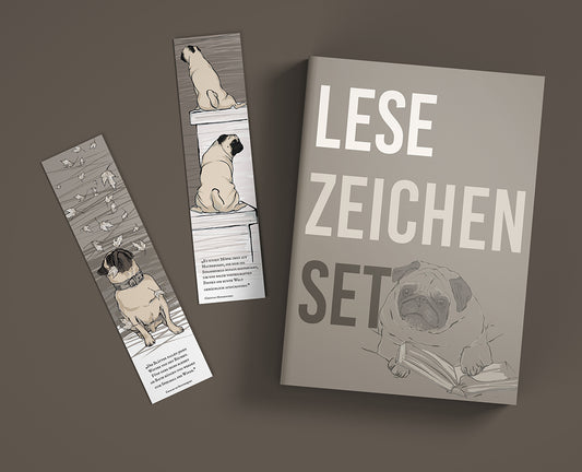 Lesezeichen set `Der literarische Mops´