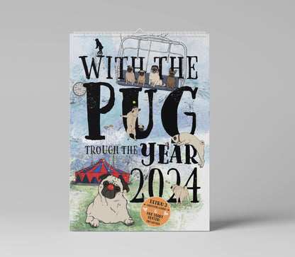 Wall calendar "With the pug trough the year 2024", English Version
