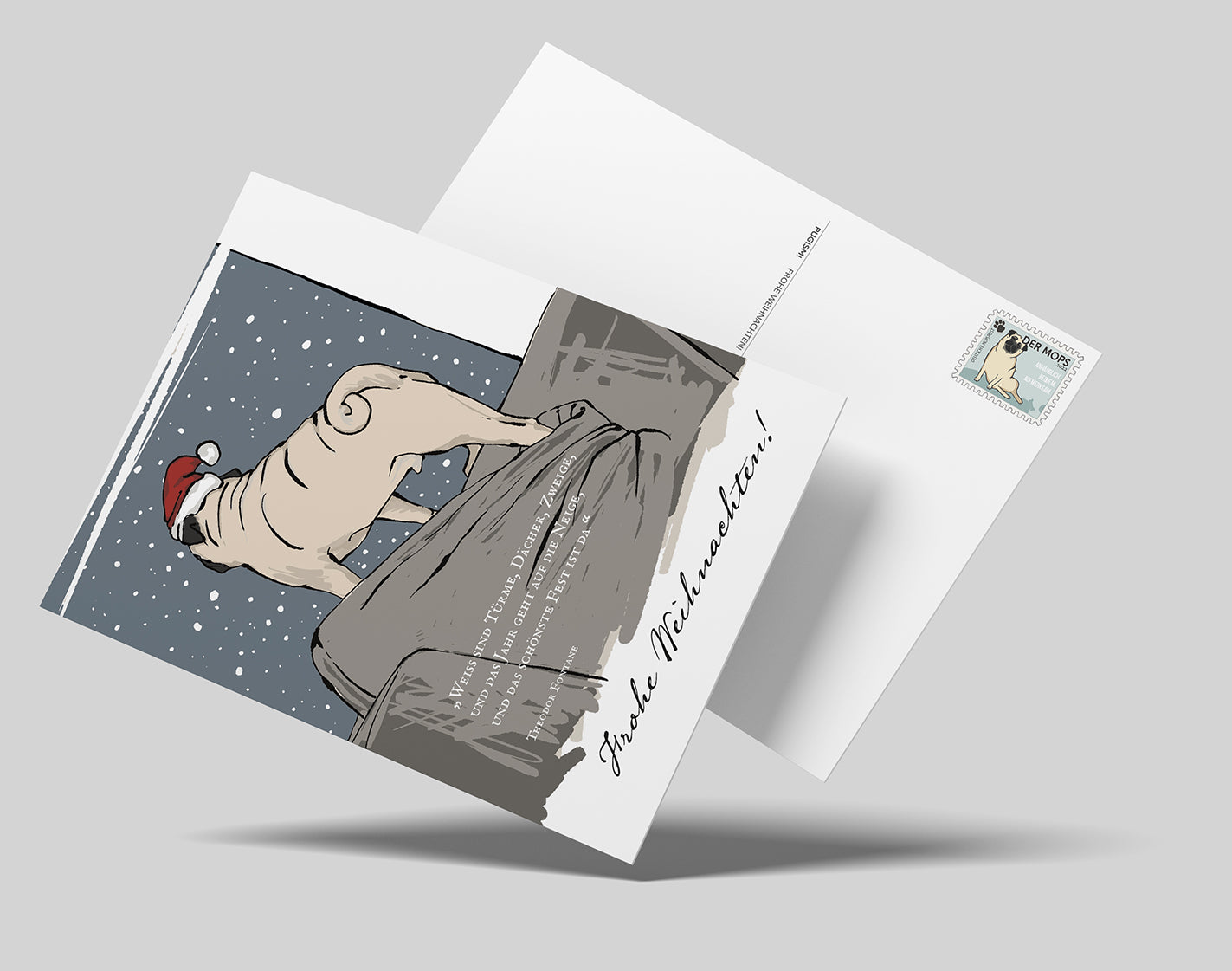 Postcard Christmas Pug "Arno"