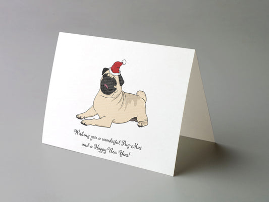 Folding card "Wishing you a wonderful Pug-Mas and a Happy New Year!"